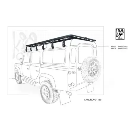 Achetez Eezi-awn K9 Roofrack Land Rover Defender 110-1400 X 2