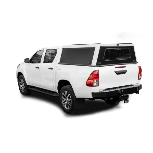 Bushtech Canopy Toyota Hi Lux (2016-present)-Xtra Cab-Smooth aluminium-Insulated-With LED light-Dark Grey-Dark Grey