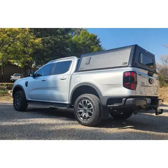 Bushtech Canopy Ford Ranger (2023 - present) Double-Cab Smooth aluminium-Insulated-No LED light-Black-Dark Grey