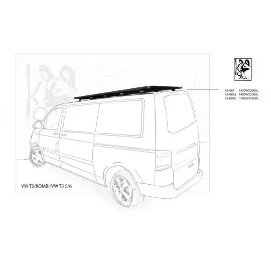 Eezi-Awn K9 Roofrack VW Transporter T5/T6-1400 x 2800 mm