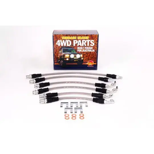 KIT DE FLEXIBLES DE FREIN TRÉSSÉ POUR RÉHAUSSE 50MM SANS ABS