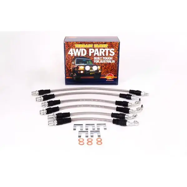 KIT DE FLEXIBLES DE FREIN TRÉSSÉ POUR RÉHAUSSE 50MM SANS ABS