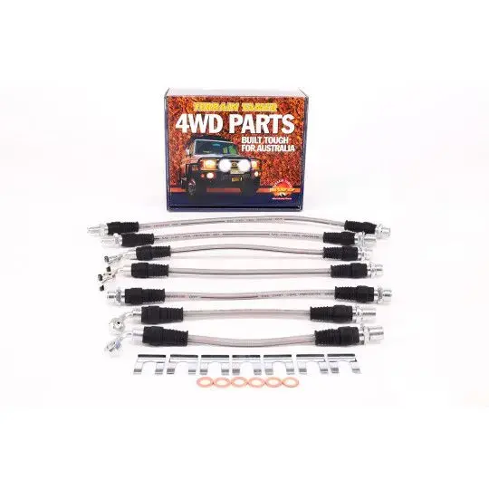 KIT DE FLEXIBLES DE FREIN TRÉSSÉ POUR RÉHAUSSE 50MM AVEC ABS