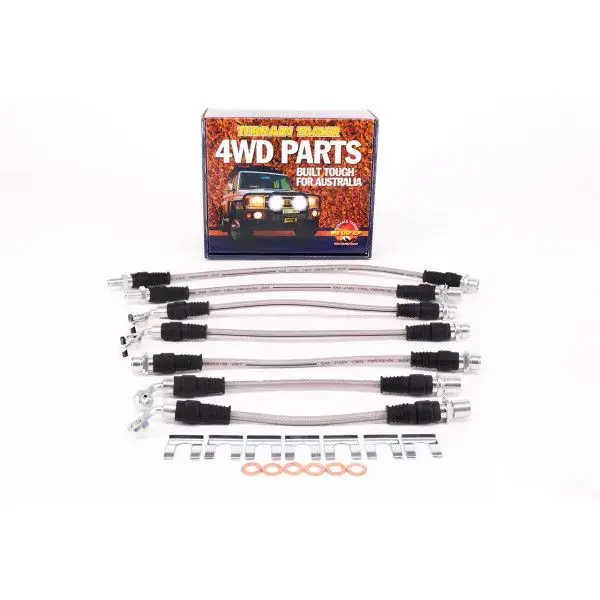 KIT DE FLEXIBLES DE FREIN TRÉSSÉ POUR RÉHAUSSE 50MM AVEC ABS