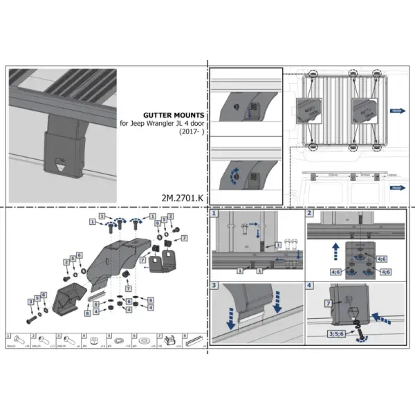 Offroad-Superstore.it SUPPORT MONTAGE GOUTIERE JEEP WRANGLER 