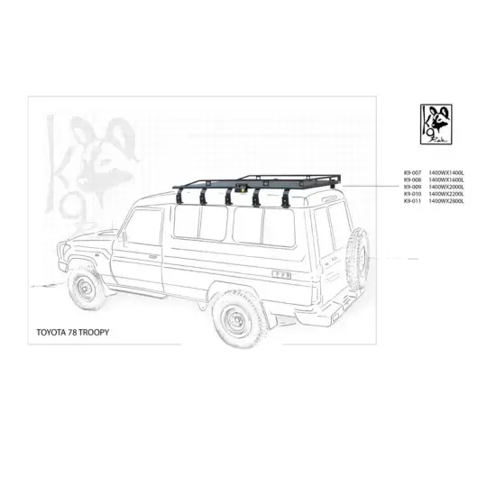 Achetez Eezi-awn K9 Roofrack Toyota Land Cruiser 78-1400 X 28