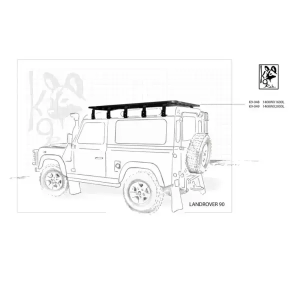 Achetez Eezi-awn K9 Roofrack Land Rover Defender 90-1400 X 20