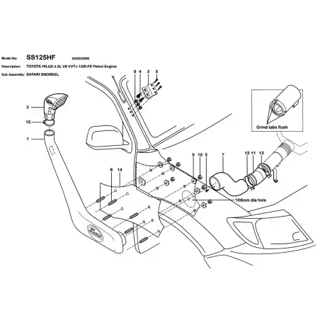 Dirty Roamer Snorkel Safari Toyota Hilux Vigo V6 4 0L Essence