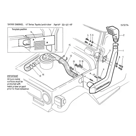 Dirty Roamer Snorkel Safari Toyota Land Cruiser BJ42 BJ46 3B